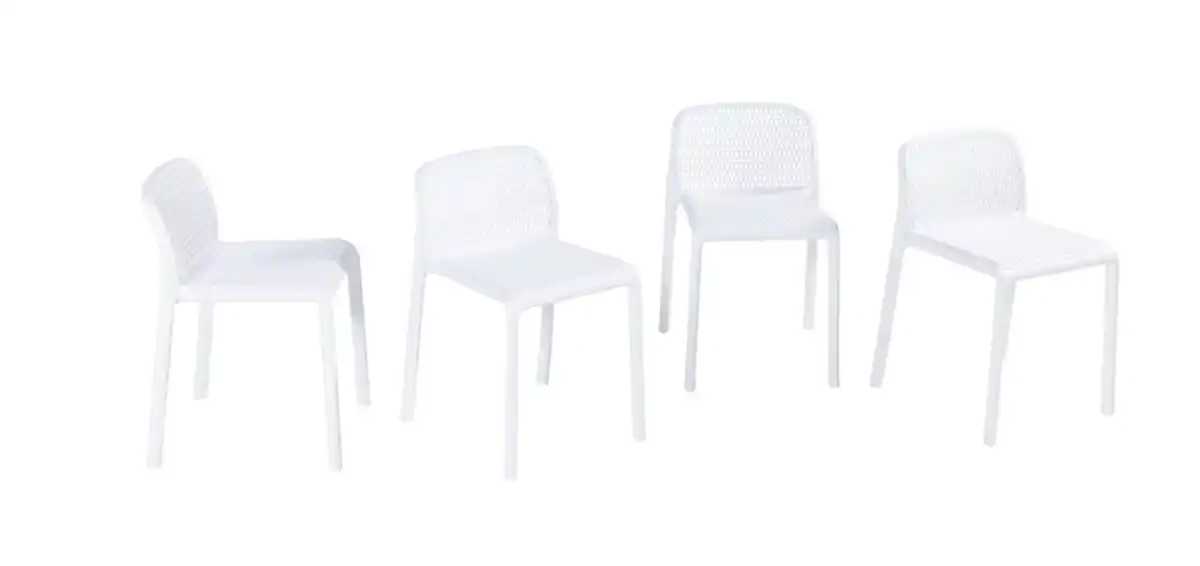 Bild 1 von Better Home 4er-Set stapelbare Esszimmerstühle aus Polypropylen, ca. 49 x 38 x 45,5-66,5 cm - Weiß
