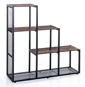 Prestige Home Living Indoor Wohnzimmerregal, stufenförmig, 4 Ebenen, ca. 106 x 33 x 112 cm - Braun
