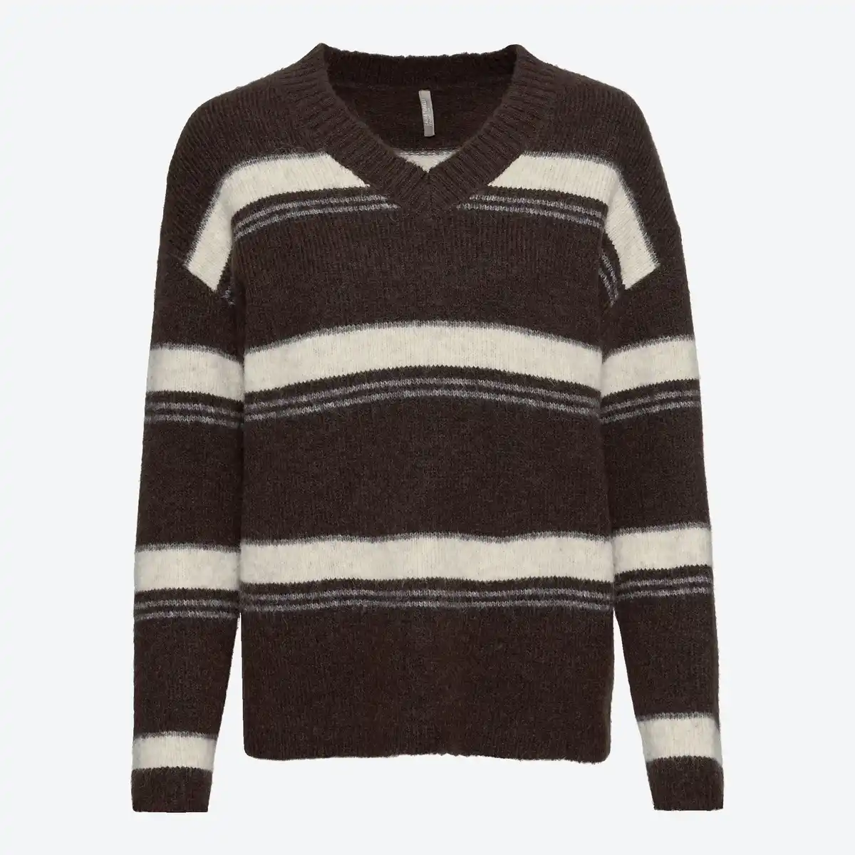 Bild 1 von Damen-Pullover mit Ringelmuster und V-Ausschnitt