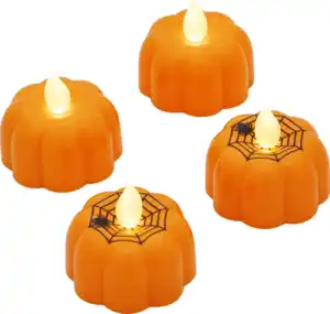 IDEENWELT LED-Teelichte Kürbis 4er-Set