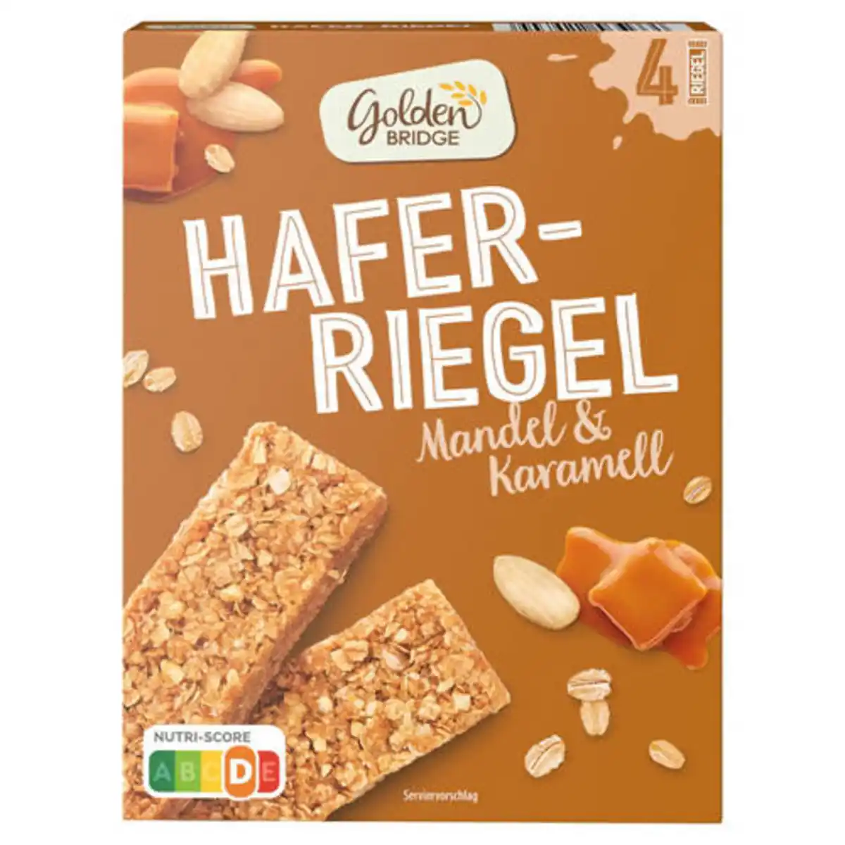 Bild 1 von GOLDEN BRIDGE Haferriegel 140 g, Mandel & Karamell