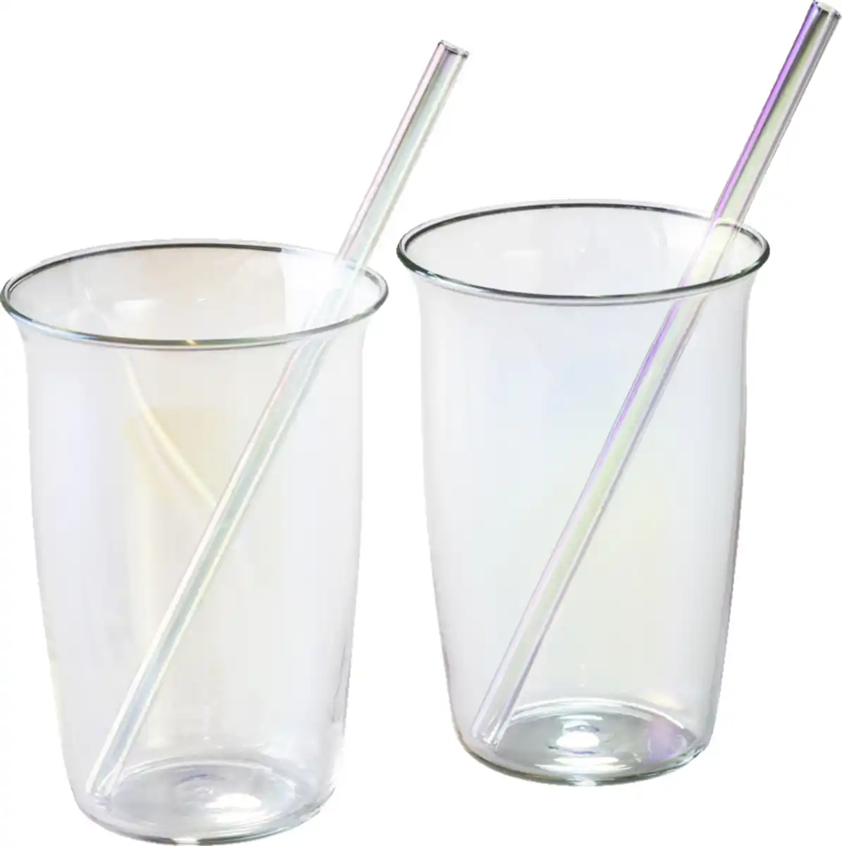 Bild 2 von IDEENWELT Glasbecher mit Trinkhalm 2er-Set Rain
