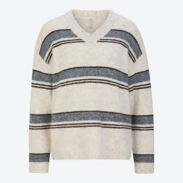 Bild 2 von Damen-Pullover mit Ringelmuster und V-Ausschnitt