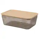 Bild 1 von IKEA 365+ Korb f Lebensmittelaufb. mit Deckel, rechteckig Metall/hell graubraun Bambus, 32x21x13 cm