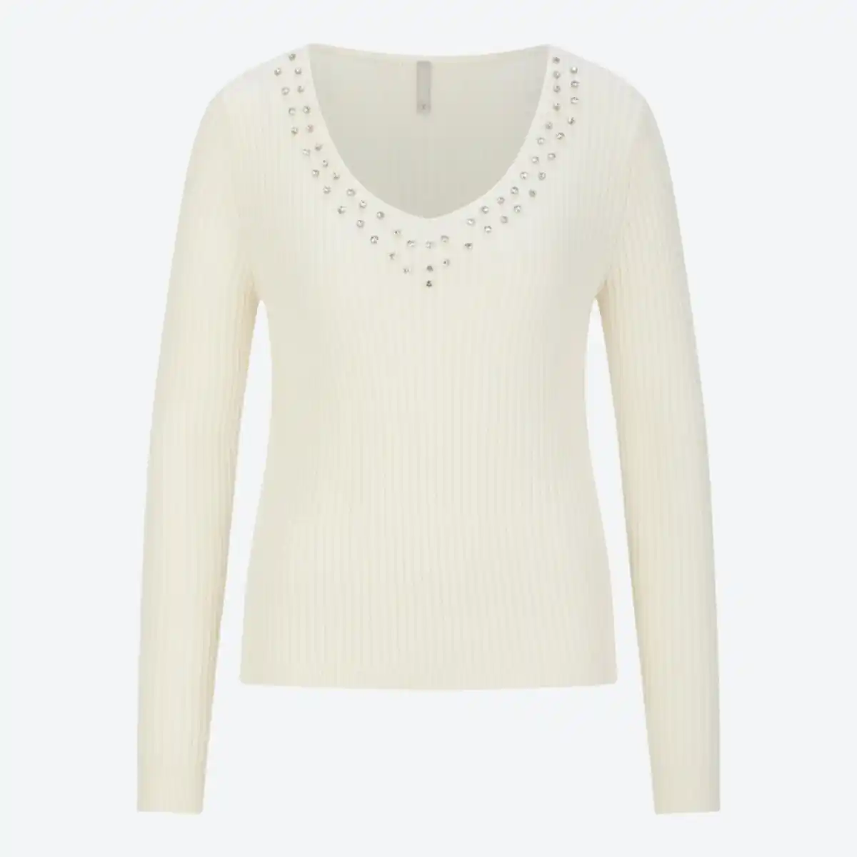 Bild 2 von Damen-Pullover mit V-Ausschnitt und Ziersteinen