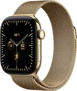 Apple Watch Series 12 (42mm) GPS+5G Smartwatch Titan mit Milanaise Armband brilliantgold/brilliantgold