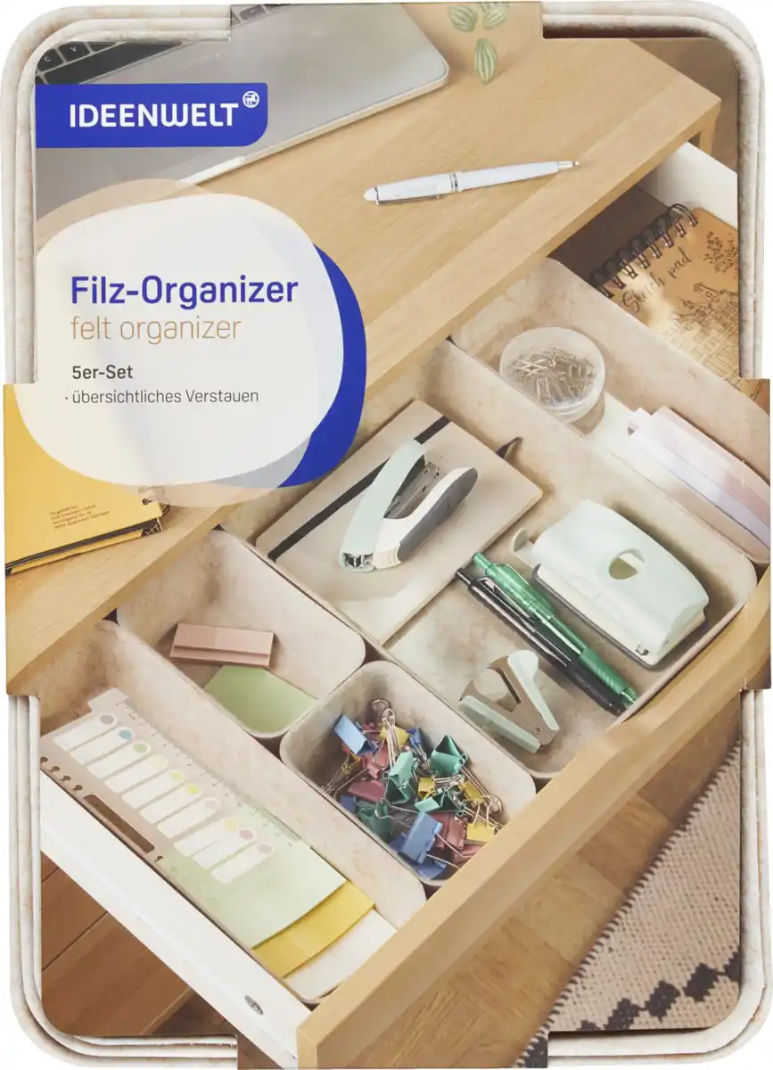 Bild 2 von IDEENWELT Filzorganizer 5er-Set beige