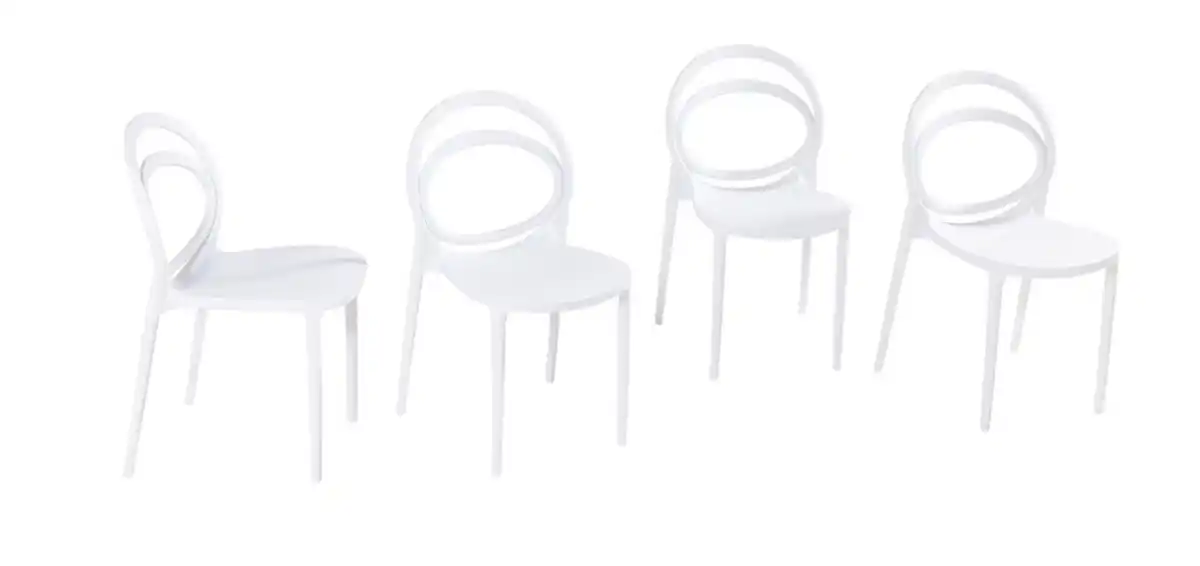 Bild 1 von Better Home 4er-Set stapelbare Esszimmerstühle aus Polypropylen, ca. 54 x 40,5 x 45-82 cm - Weiß