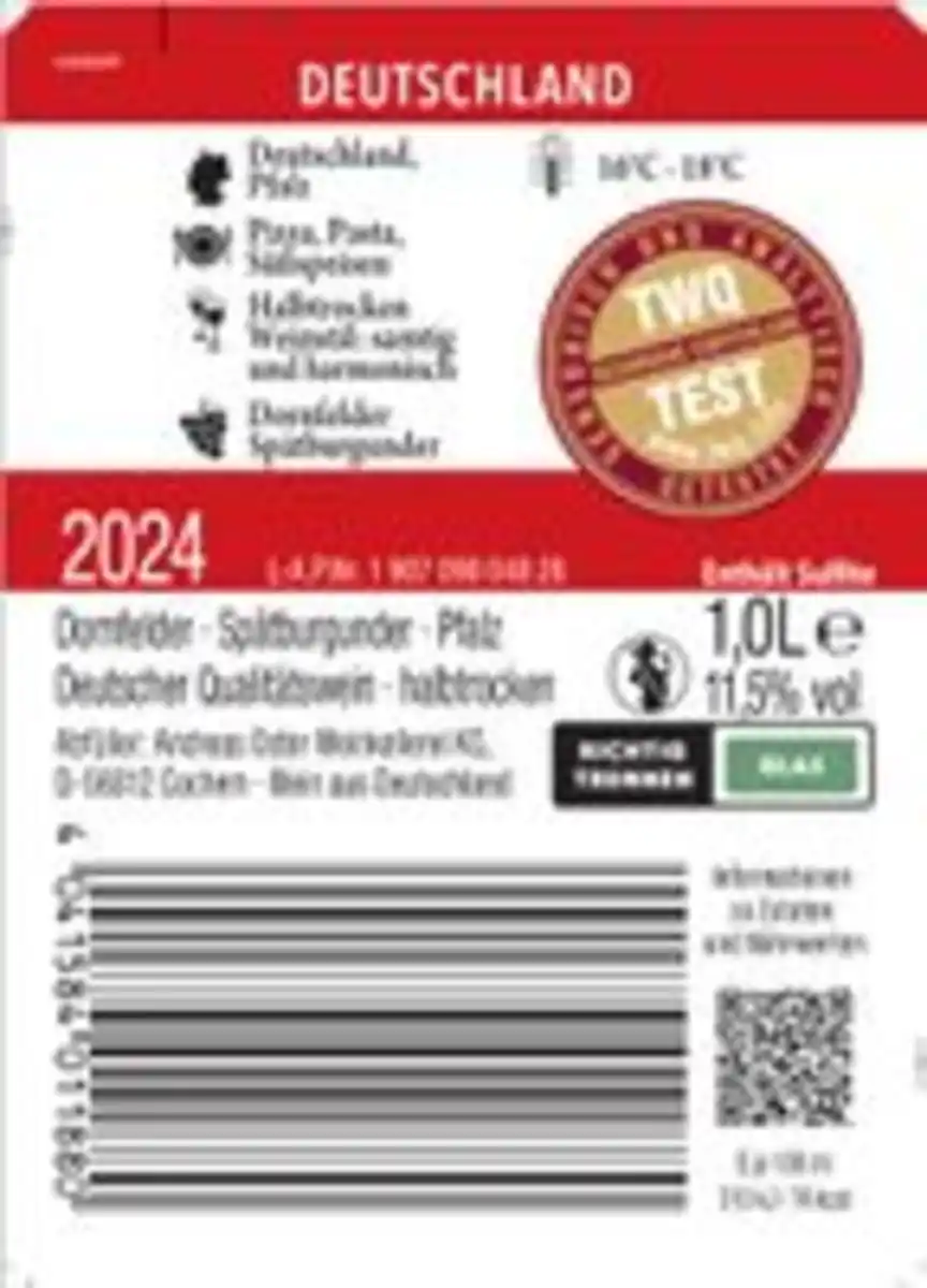 Bild 3 von Andreas Oster Dornfelder Spätburgunder QbA Rotwein, halbtrocken, Deutschland 1l