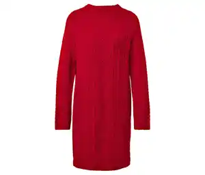 Strickkleid mit Zopfmuster, rot