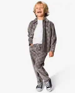 Kinderhose, Regular Fit, Cord, kariert grau
