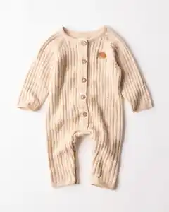 Newborn-Jumpsuit, Feinstrick, Igel ecru