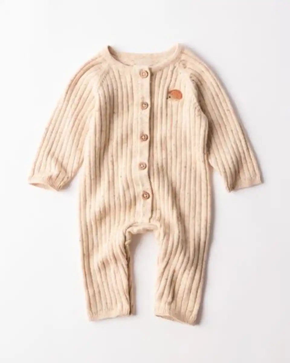 Bild 1 von Newborn-Jumpsuit, Feinstrick, Igel ecru