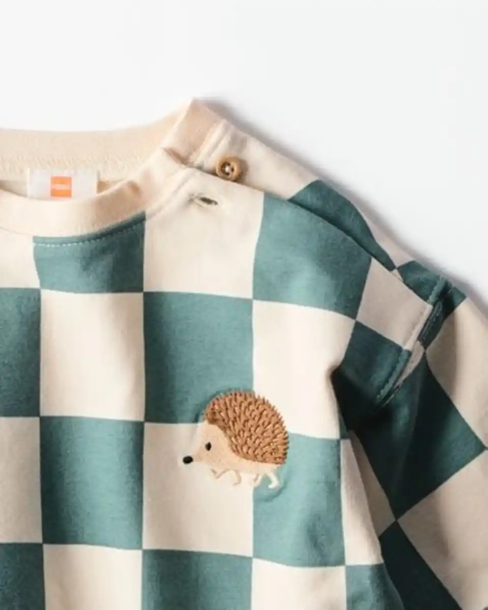 Bild 2 von Babypullover, kariert, Igel grün