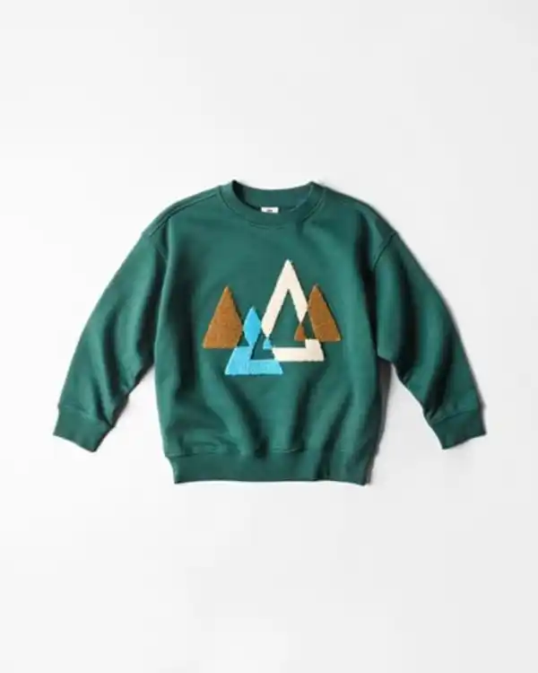 Bild 2 von Kinderpullover aus Sweatstoff, abstrakt grün