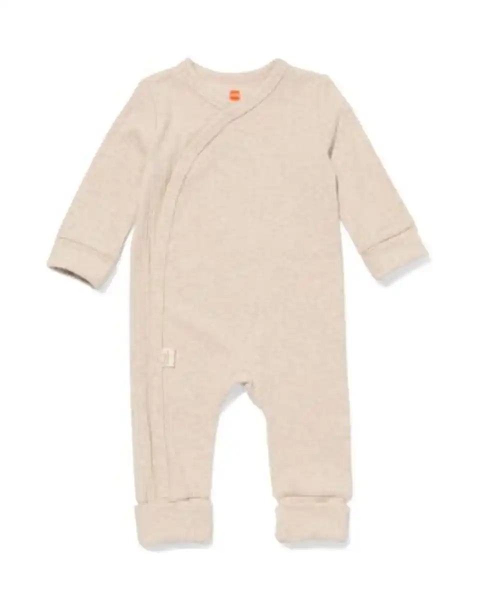 Bild 1 von Newborn-Strampler zum Mitwachsen, LENZING™ ECOVERO™, gerippt sandfarben