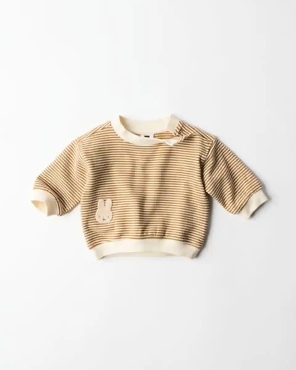 Bild 1 von Miffy-Newborn-Pullover aus Sweatstoff, gestreift ecru