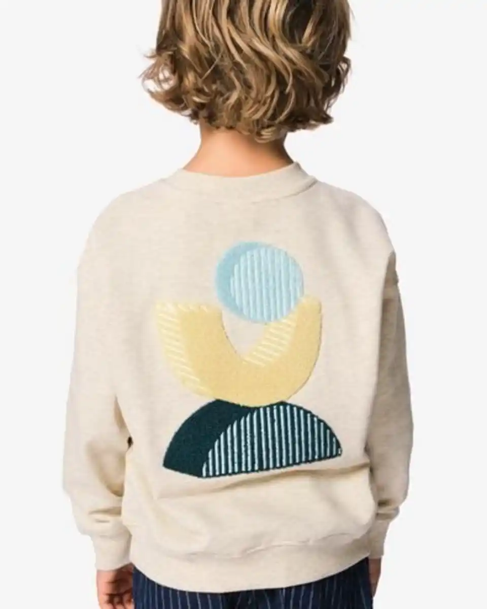 Bild 1 von Kinderpullover aus Sweatstoff, abstrakt sandfarben