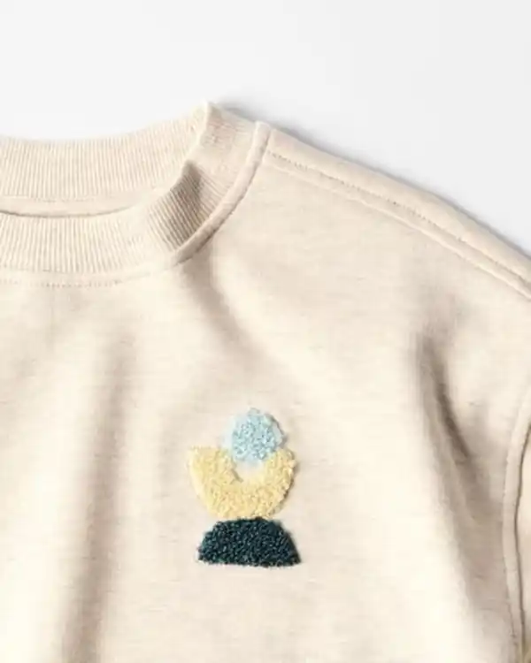Bild 3 von Kinderpullover aus Sweatstoff, abstrakt sandfarben
