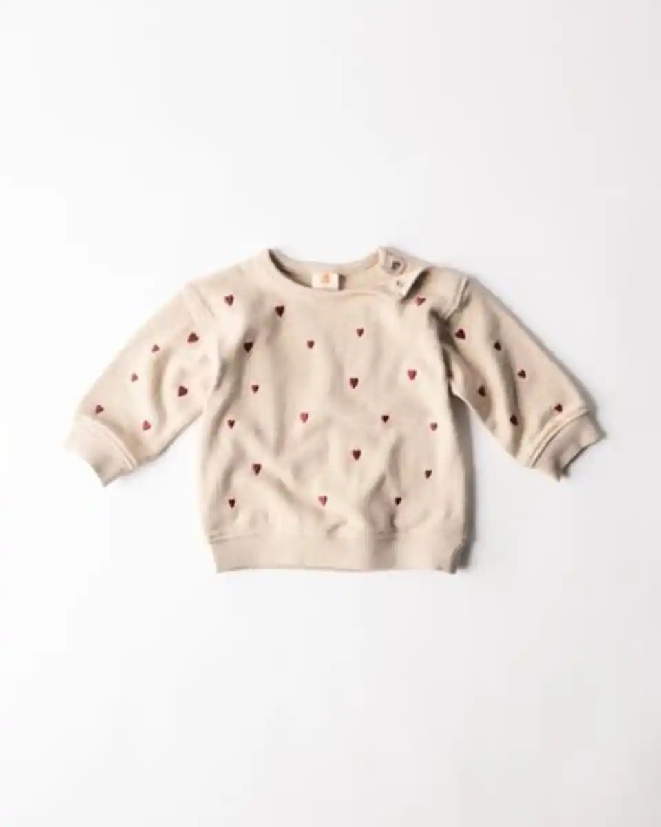 Bild 1 von Newborn-Sweater, Sweatstoff, Herzen sandfarben