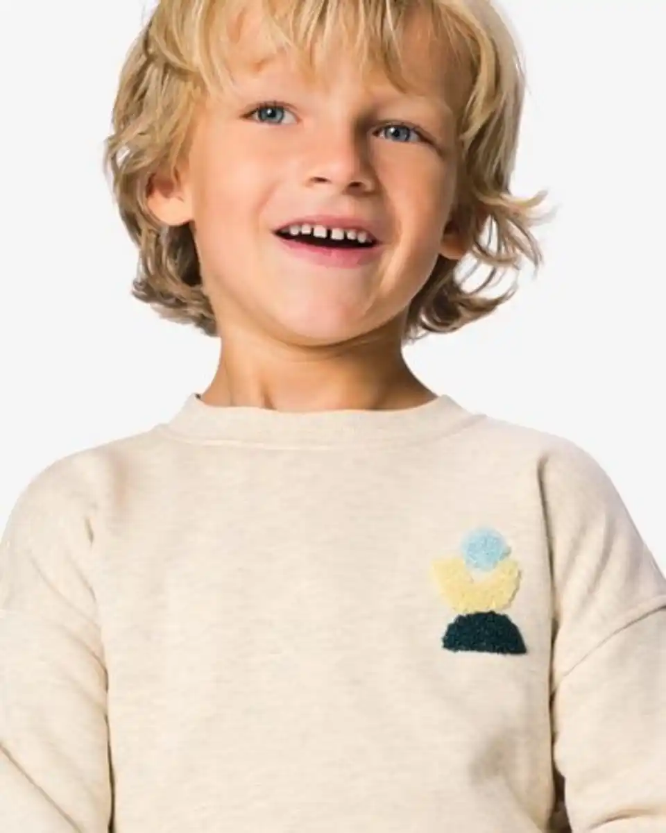 Bild 4 von Kinderpullover aus Sweatstoff, abstrakt sandfarben