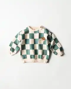 Babypullover, kariert, Igel grün