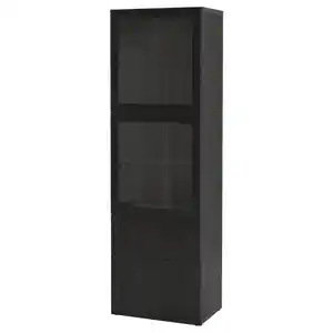 BESTÅ Vitrine, schwarzbraun/Lappviken Klarglas sbr, 60x42x193 cm