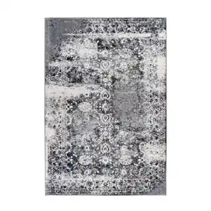 Kayoom Flachwebeteppich Saphira 400 Grau, Grau, Textil, Vintage, rechteckig, 200x290 cm, pflegeleicht, Teppiche & Böden, Teppiche, Webteppiche