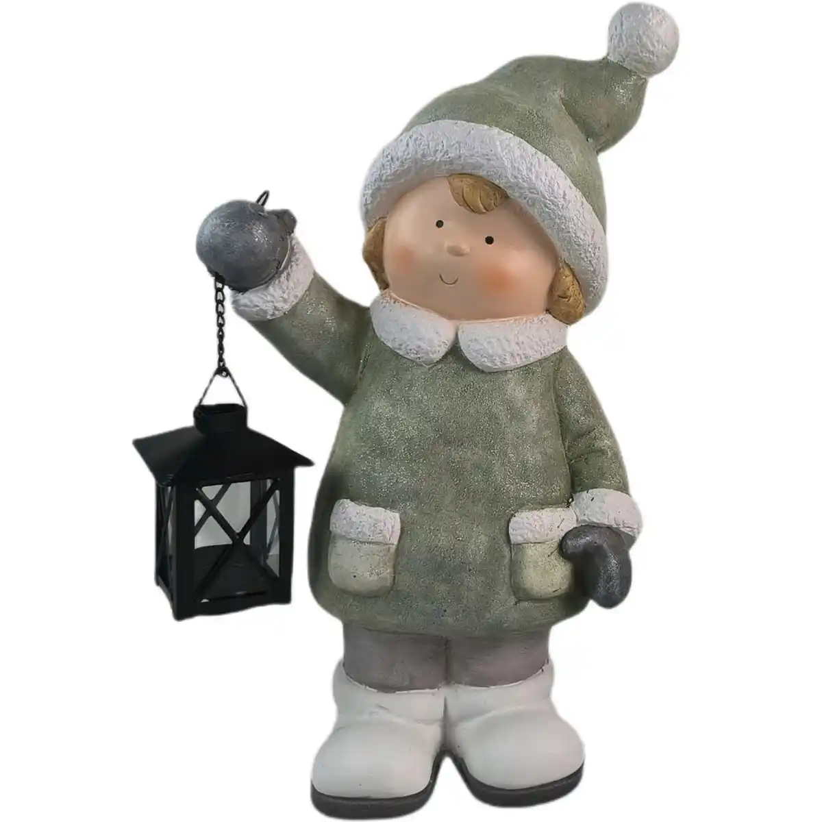 Bild 1 von X-Mas Dekofigur, Grau, Grün, Schwarz, Weiß, Metall, Stein, Kinder, Kind, 22x40x16.5 cm, zum Stellen, handgemacht, handgemalt, Dekoration, Weihnachtsdekoration, Winterdeko