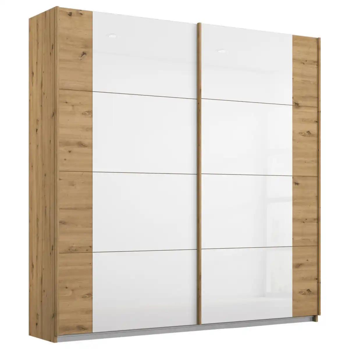 Bild 1 von Rauch Möbel Schwebetürenschrank, Eiche Artisan, Weiß, Holzwerkstoff, 2 Fächer, 181x210x62 cm, Blauer Engel, Goldenes M, Made in Germany, Schlafzimmer, Kleiderschränke, Kleiderschränke 2-türig