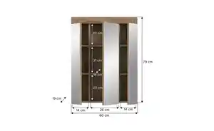 Badezimmerspiegelschrank WALDSEE, Breite 60cm, 3 Spiegeltüren, 9 Fächer, 6 Einlegeböden, in verschiedenen Farben erhältlich, Badmöbel, Spiegel, Badschrank, Bad Waldsee