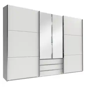 P & B Schwebetürenschrank Wimex Magic, Silber, Weiß, Glas, Holzwerkstoff, 4 Fächer, 3 Schublade(n) Schubladen, 300x216x65 cm, BQ - Bündnis für Qualität, Made in Germany, DIN EN ISO 9001, umfang