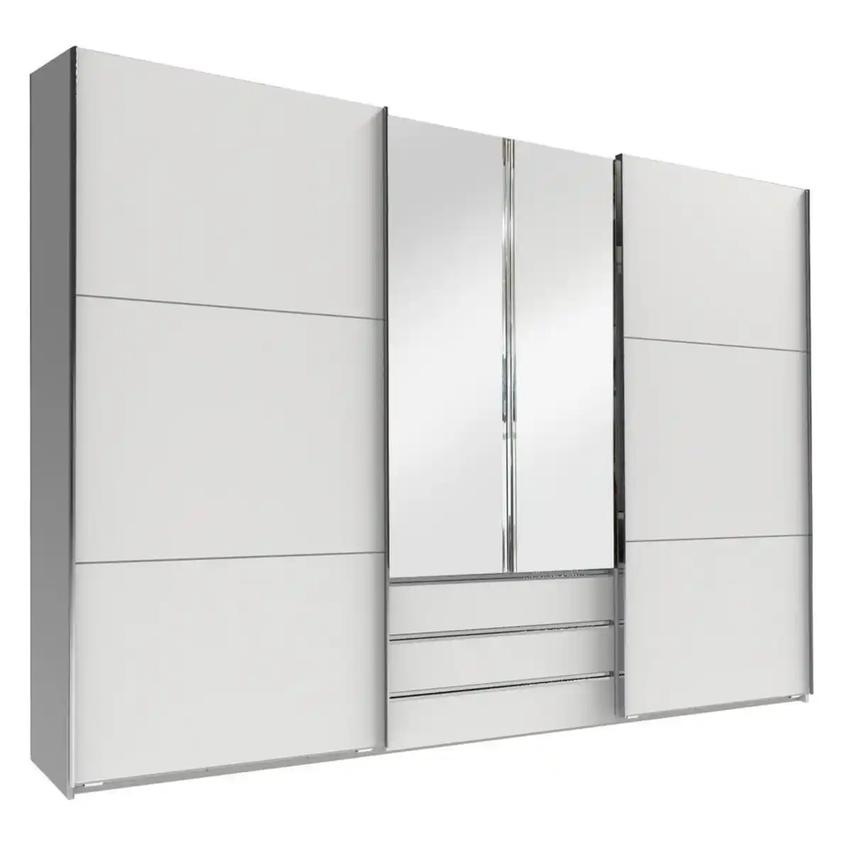 Bild 1 von P & B Schwebetürenschrank Wimex Magic, Silber, Weiß, Glas, Holzwerkstoff, 4 Fächer, 3 Schublade(n) Schubladen, 300x216x65 cm, BQ - Bündnis für Qualität, Made in Germany, DIN EN ISO 9001, umfang