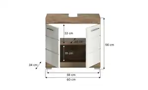 Waschbeckenunterschrank WALDSEE, Breite 60cm, 2 Tür, 2 Fächer, mit Siphonausschnitt, MDF-Front, in verschiedenen Farben erhältlich, Badmöbel, Badschrank, Kommode, Bad Waldsee