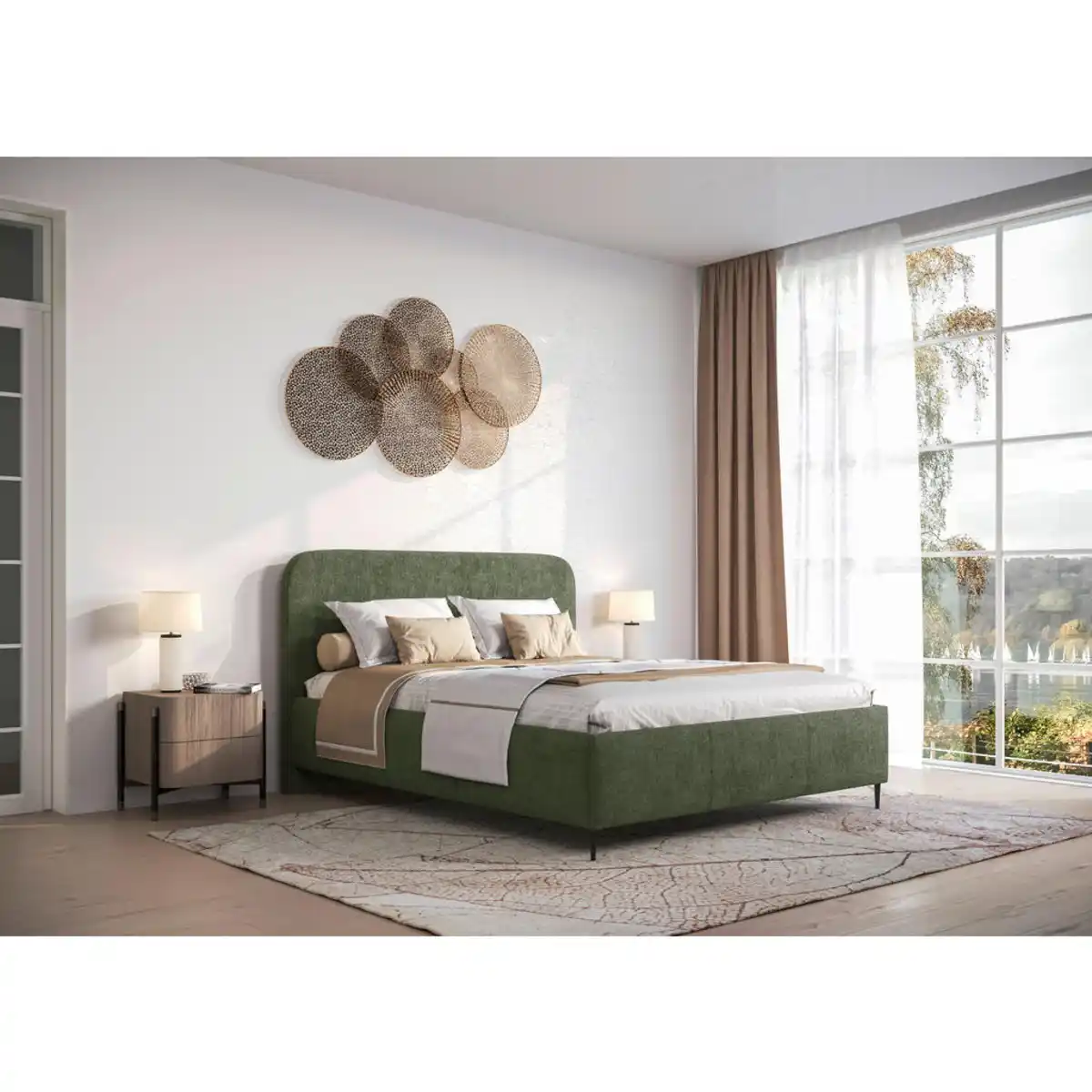 Bild 1 von Livetastic Polsterbett, Dunkelgrün, Metall, 140x200 cm, Bettkasten, Lattenrost, gepolstertes Kopfteil, Schlafzimmer, Betten, Polsterbetten