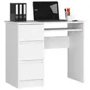Bild 1 von Akord Schreibtisch, Weiß, Holzwerkstoff, 1 Fächer, 3 Schubladen, Rechteckig,Rechteckig, 50x77x90 cm, Arbeitszimmer, Schreibtische, Bürotische