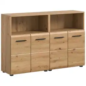 Mid.you Midischrank, Eiche Artisan, Kunststoff, Holzoptik, 2 Fächer, 120x80x30 cm, FSC Mix, stehend, Badezimmer, Badezimmerschränke, Midischränke