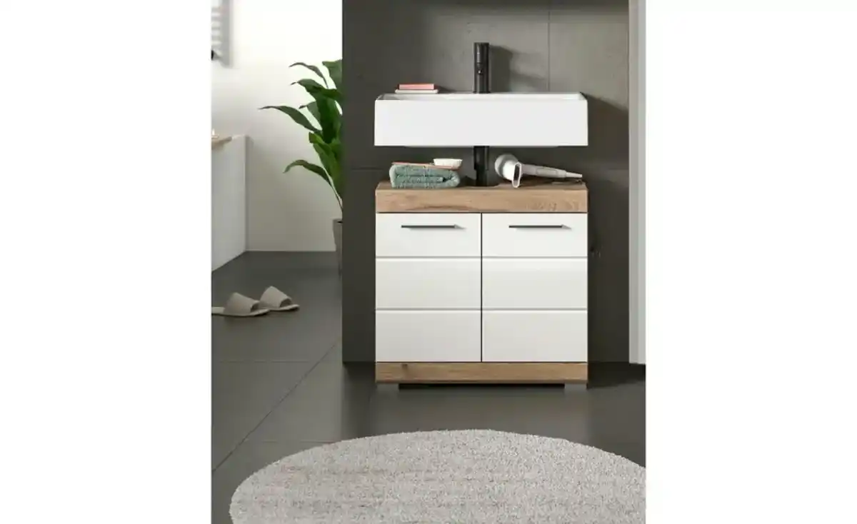 Bild 3 von Waschbeckenunterschrank WALDSEE, Breite 60cm, 2 Tür, 2 Fächer, mit Siphonausschnitt, MDF-Front, in verschiedenen Farben erhältlich, Badmöbel, Badschrank, Kommode, Bad Waldsee