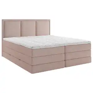 Mid.you Boxspringbett, Rosa, Kunststoff, H2 + H3, 7-Zonen, Höhe ca. 18 cm, 200x220 cm, Bettkasten, gepolstertes Kopfteil, Topper durchgehend, Wendematratze mit unterschiedlichen Härtegraden, in ver