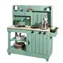 Bild 1 von Muddy Buddy Matschküche Explorer, Pastellgrün, Holz, Metall, Zypresse, massiv, 40x105x102 cm, EN 71, mit Knöpfen, Holzschutz vorbehandelt, Spielzeug, Kinderspielzeug, Kinderküchen