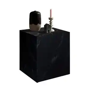 Livetastic Beistelltisch, Schwarz, Holzwerkstoff, Marmoroptik, quadratisch, 45x50x45 cm, Wohnzimmer, Wohnzimmertische, Beistelltische