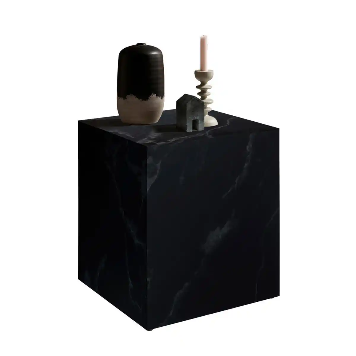 Bild 1 von Livetastic Beistelltisch, Schwarz, Holzwerkstoff, Marmoroptik, quadratisch, 45x50x45 cm, Wohnzimmer, Wohnzimmertische, Beistelltische