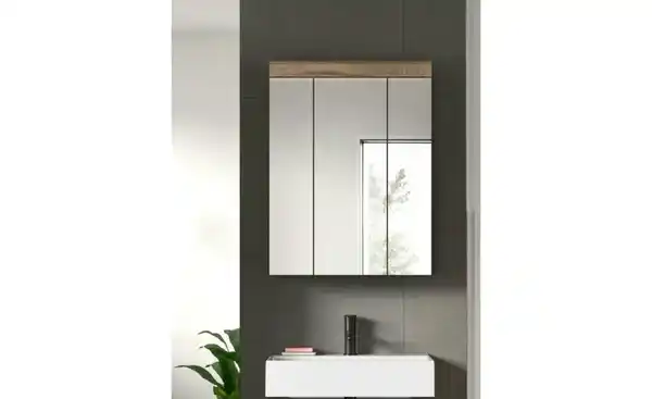 Bild 3 von Badezimmerspiegelschrank WALDSEE, Breite 60cm, 3 Spiegeltüren, 9 Fächer, 6 Einlegeböden, in verschiedenen Farben erhältlich, Badmöbel, Spiegel, Badschrank, Bad Waldsee