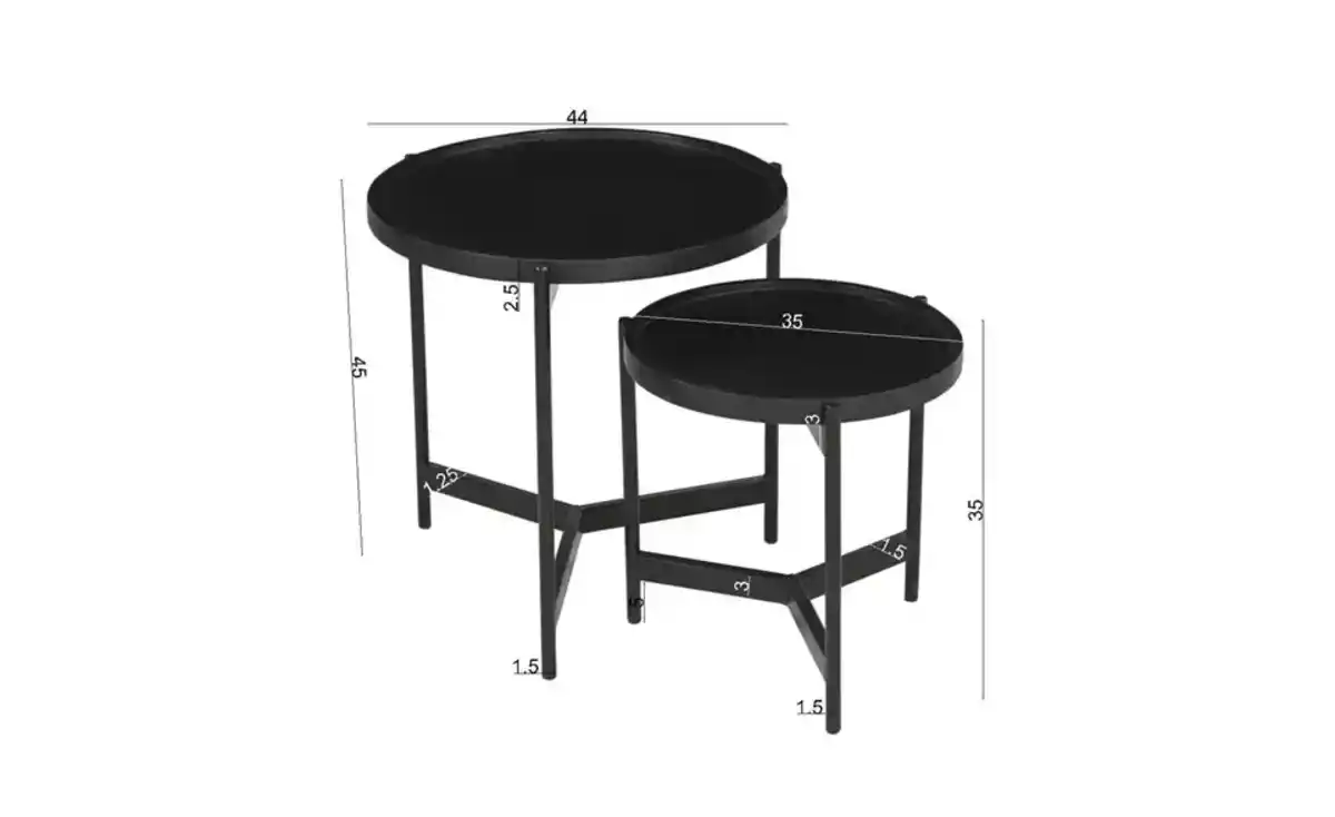 Bild 2 von Beistelltisch 2er Set Black Smooth