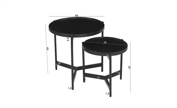 Bild 2 von Beistelltisch 2er Set Black Smooth