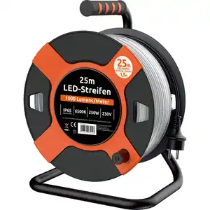 Kabeltrommel mit 25 m Lichtband 6.500 K IP65
