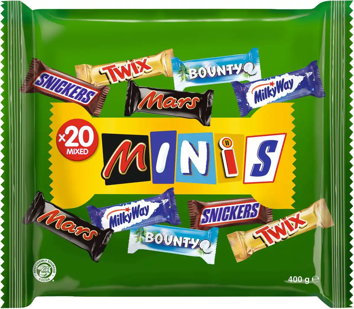 Bild 1 von MARS, TWIX, SNICKERS, MILKY WAY und BOUNTY Mixed Minis, 20 St. = 400-g-Packg.