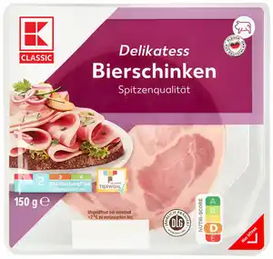 K-CLASSIC Bierschinken oder Kräuter-Schinkenwurst, 150-g-Packg.