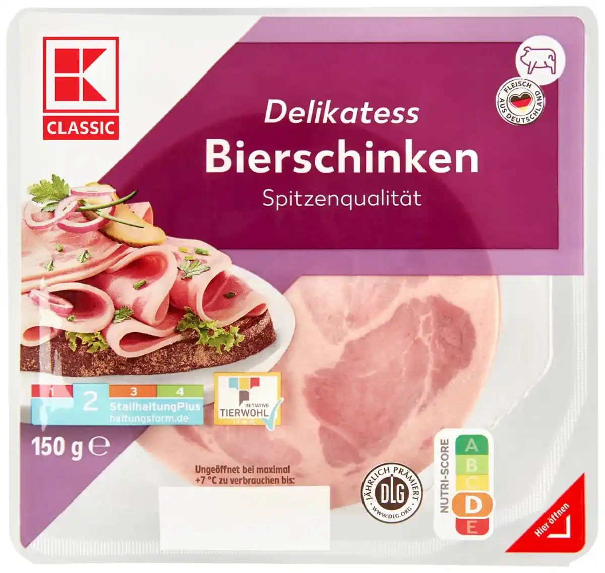 Bild 1 von K-CLASSIC Bierschinken oder Kräuter-Schinkenwurst, 150-g-Packg.