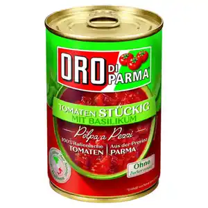 ORO DI PARMA Tomaten 400 g, 4-fach, stückig Basilikum
